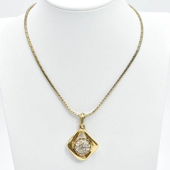 Yves Saint Laurent Jewelry - YSL Vintage Abstract Crystal Gold Necklace